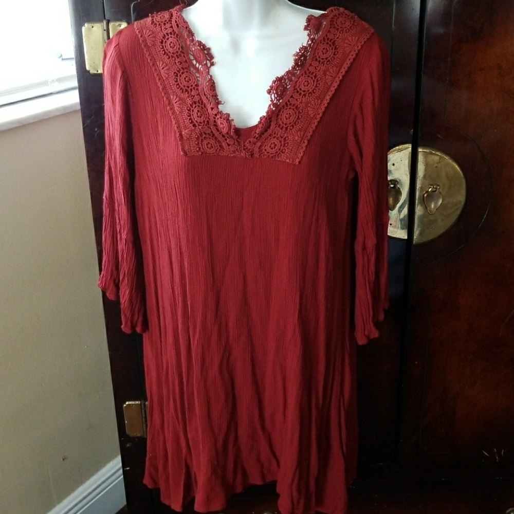 boho rust orange dress, medium